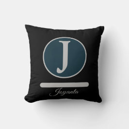 Cojín Decorativo Monograma gris luz negra moderna elegante