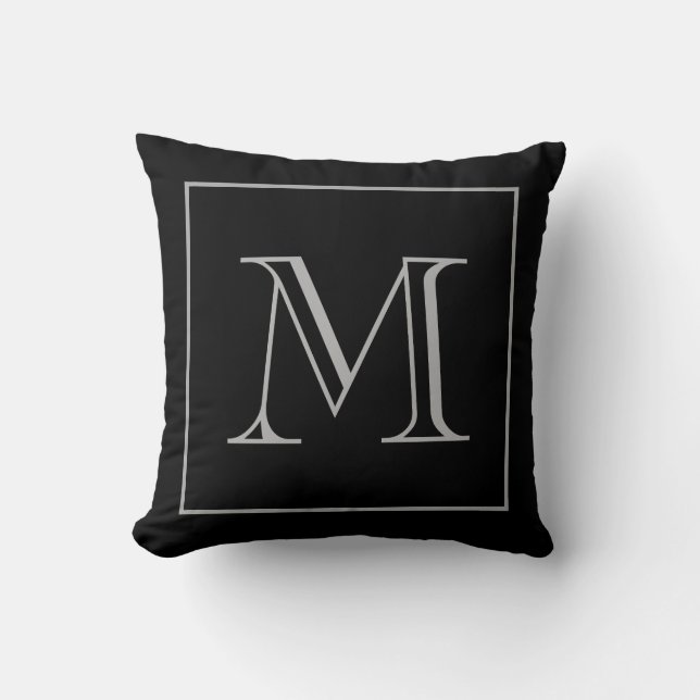 Cojín Decorativo Monograma gris negro (Anverso)