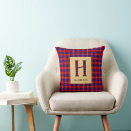 Cojín Decorativo Monograma H de Tartán de Hamilton