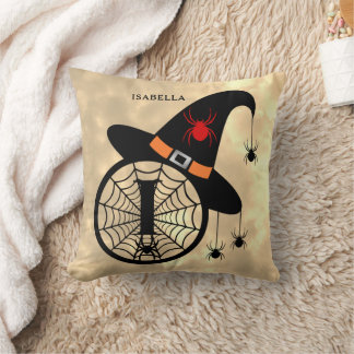 Cojín Decorativo Monograma I Halloween Sky Witch Spider Name