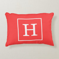 Monograma inicial con marco de color rojo coral