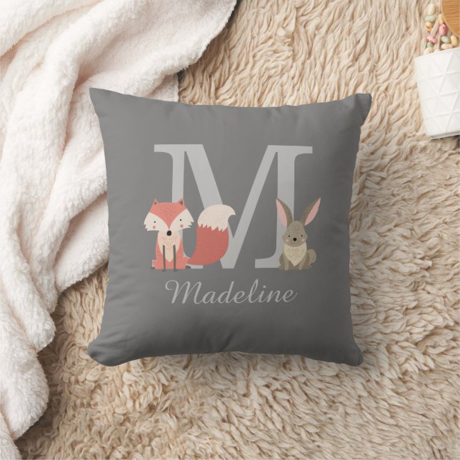 Cojín Decorativo Monograma inicial de animales de Woodland (Manta)