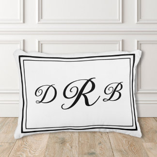 Cojín Decorativo Monograma Inicial de Caligrafía Clásica Personaliz
