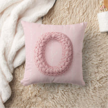 Monograma inicial de crochet adorable rosa O boho