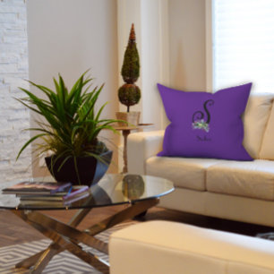 Cojín Decorativo Monograma inicial de flores silvestres de color de