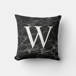 Cojín Decorativo Monograma Inicial de Mármol Negro para Decoración