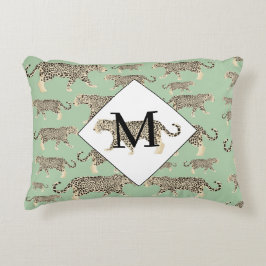 Cojín Decorativo Monograma inicial del patrón animal jaguar