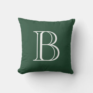 Cojín Decorativo Monograma Inicial Minimalista Moderno Verde y Blan