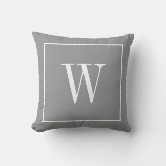 Cojín Decorativo Monograma Inicial Moderno Elegante Gris Blanco