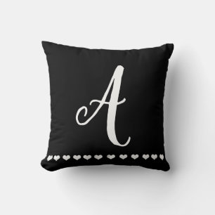 Cojín Decorativo Monograma inicial negro y blanco
