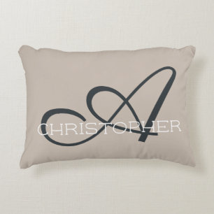 Cojín Decorativo Monograma inicial personalizado de nombre en color
