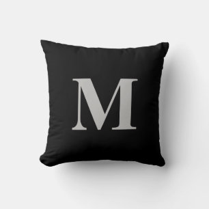Cojín Decorativo Monograma inicial personalizado negro gris