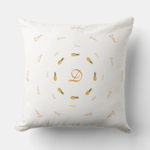 Cojín Decorativo monograma inicial personalizado tropical - piña