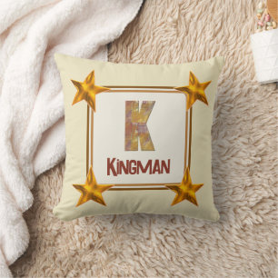 Cojín Decorativo Monograma K Patcheo inicial del país estrella Keep
