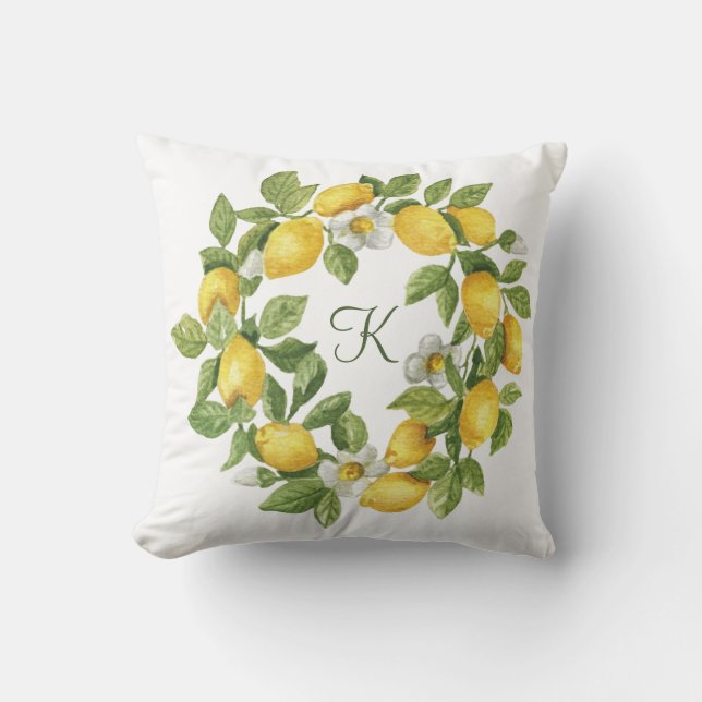 Cojín Decorativo Monograma Lemon Amarillo Verde (Anverso)