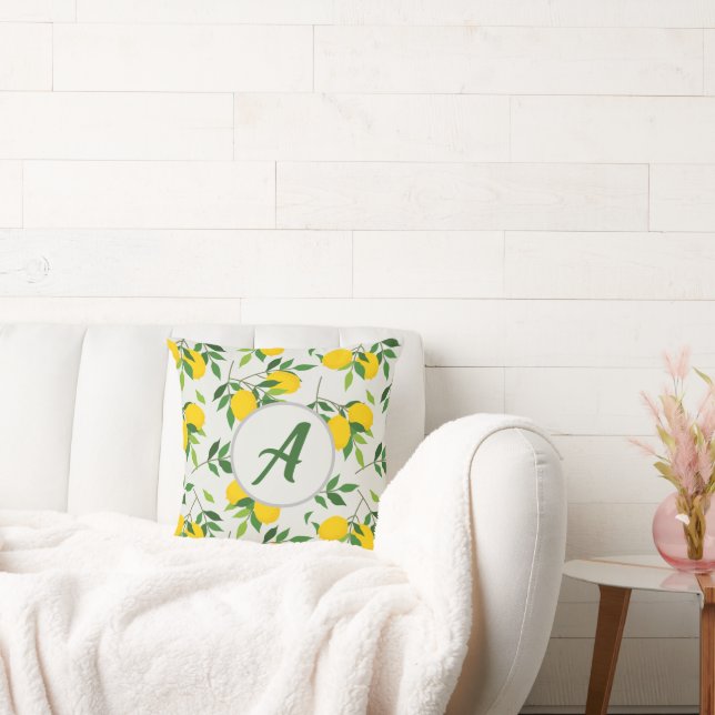 Cojín Decorativo Monograma Lemon White Pillow (Sofá)
