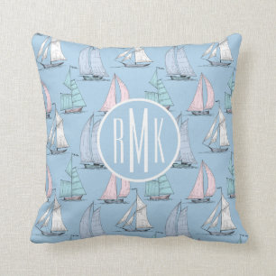 Cojín Decorativo Monograma lindo del modelo el   del velero