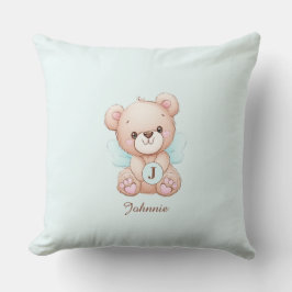 Cojín Decorativo Monograma lindo Nombre Oso Bebé Pillow