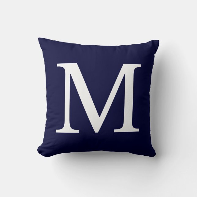 Cojín Decorativo Monograma M Sobre Azul Naval (Anverso)