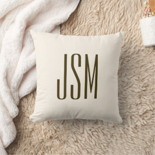 Cojín Decorativo Monograma, marca o nombre comercial   Marrón beige