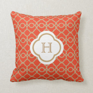 Cojín Decorativo Monograma marroquí Naranja y oro