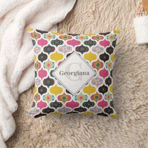 Cojín Decorativo Monograma Maximalista Punto Arcoiris Mandalas Patc