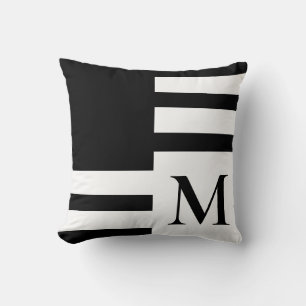 Cojín Decorativo Monograma minimalista blanco negro moderno