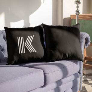 Cojín Decorativo Monograma minimalista moderno en blanco y negro