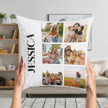 Cojín Decorativo Monograma moderno 6 Collage de fotos<br><div class="desc">Crea tu propia almohada personalizada de collage de fotos con 6 de tus fotos favoritas y el nombre del monograma del personalizado.</div>