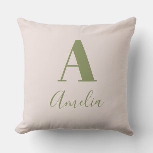 Cojín Decorativo Monograma moderno Beige Sage Green