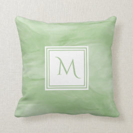 Cojín Decorativo Monograma moderno de mármol suave verde claro