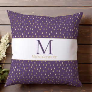 Cojín Decorativo Monograma moderno de moda de gota de lluvia de oro