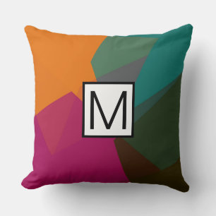 Cojín Decorativo Monograma Moderno Elegante Colores Retro Geométric