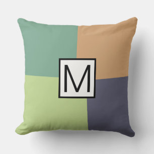 Cojín Decorativo Monograma Moderno Elegante Retro Colores Geométri