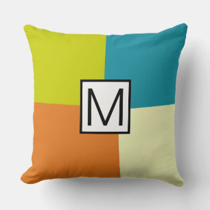 Cojín Decorativo Monograma Moderno Elegante Retro Colores Geométric