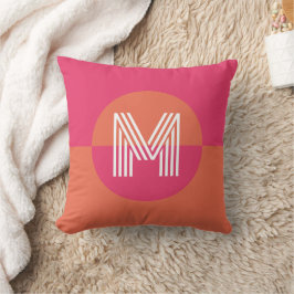 Cojín Decorativo Monograma moderno geométrico rosa naranja retro ch