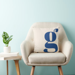 Cojín Decorativo Monograma moderno inicial letra neutro crema azul