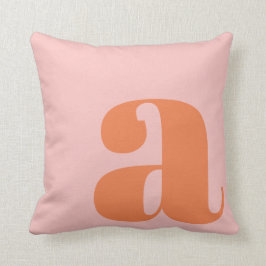 Cojín Decorativo Monograma moderno inicial letra rosa pastel naranj