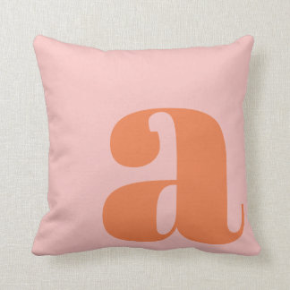 Cojín Decorativo Monograma moderno inicial letra rosa pastel naranj