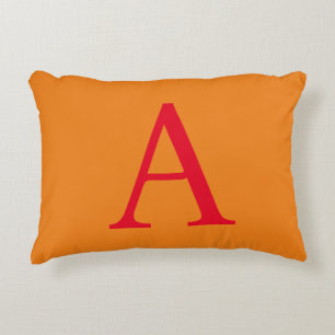 Cojín Decorativo Monograma moderno Letra inicial Naranja de moda ro