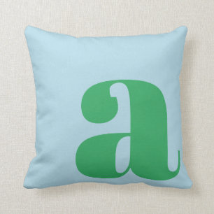Cojín Decorativo Monograma moderno Letra inicial Pastel Verde Azul