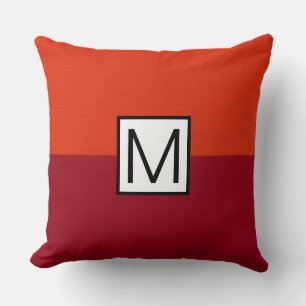 Cojín Decorativo Monograma moderno marrón y elegante rojo