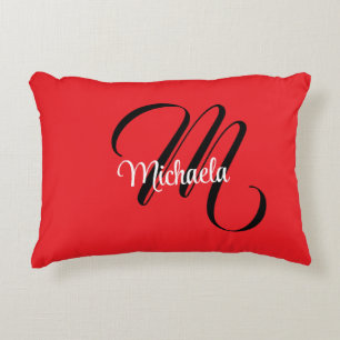 Cojín Decorativo Monograma moderno minimalista nombre inicial rojo