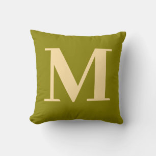 Cojín Decorativo Monograma Moderno Minimalista Verde Amarillo