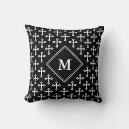 Cojín Decorativo Monograma moderno monocromo blanco negro