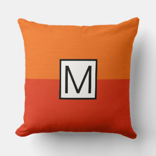 Cojín Decorativo Monograma moderno Naranja rojo elegante