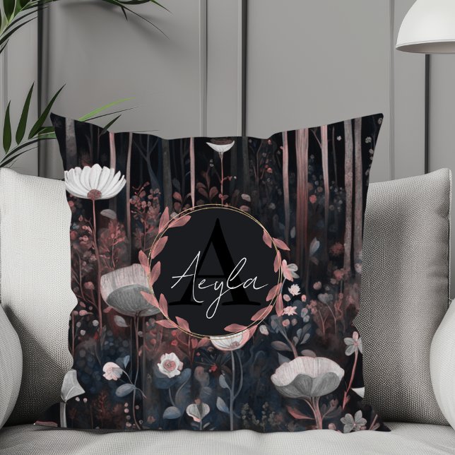 Cojín Decorativo Monograma moderno Whimsical Elegante de Flores Sil (Subido por el creador)