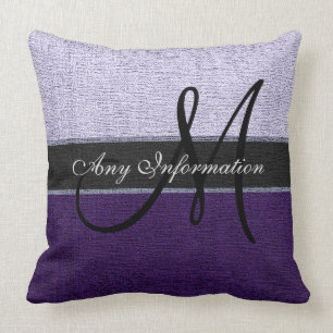 Cojín Decorativo Monograma morado y plateado elegante