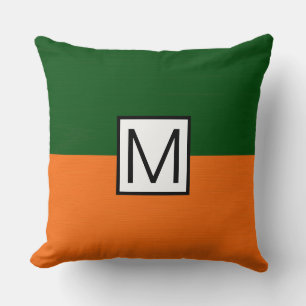 Cojín Decorativo Monograma Naranja moderno y elegante verde