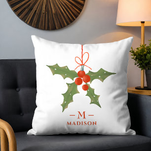 Cojín Decorativo Monograma Navidades Holly Winter Floral